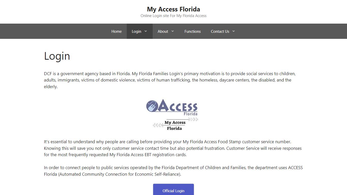Login Portal - My Access Florida