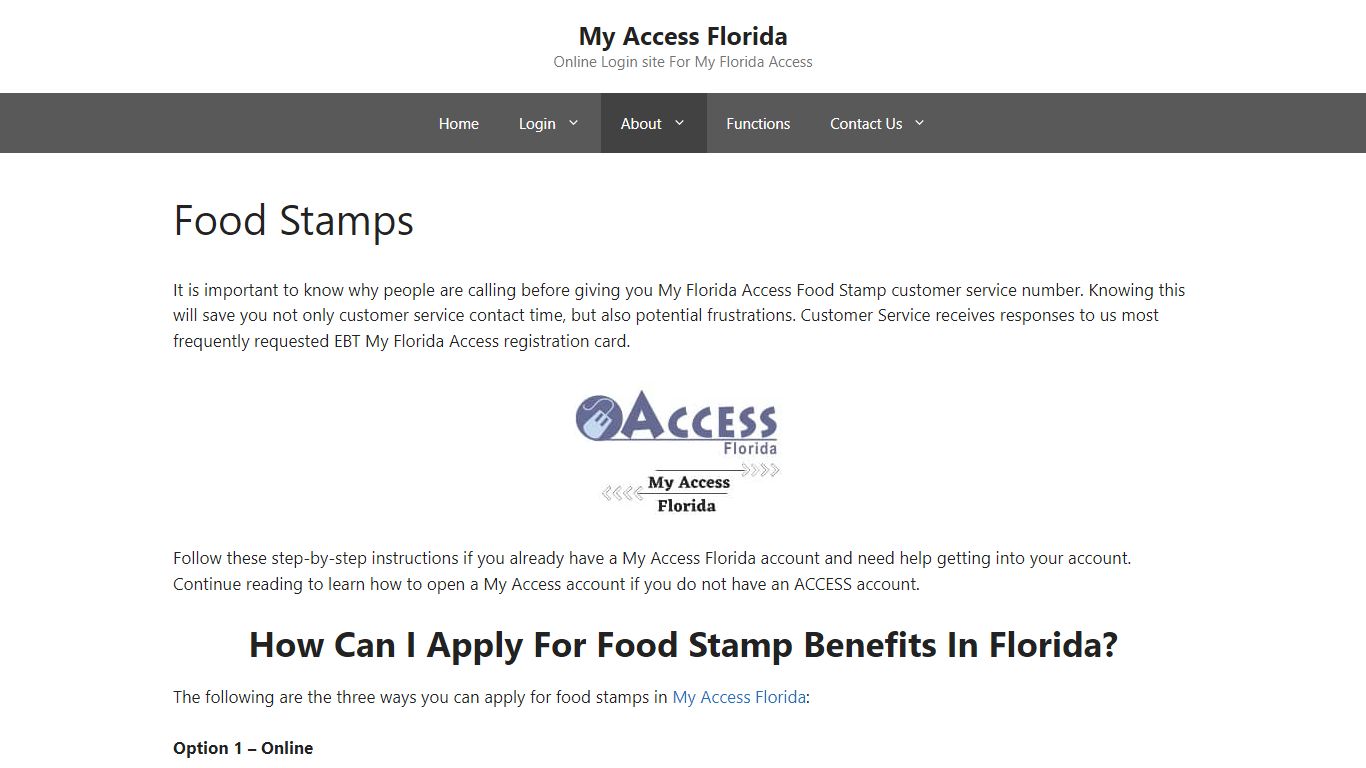 Food Stamps - My Access Florida
